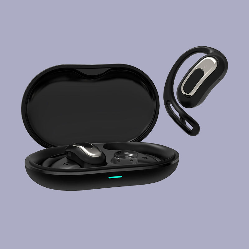Earhook TWS Earbuds LED Light Charging Case Clear Calls