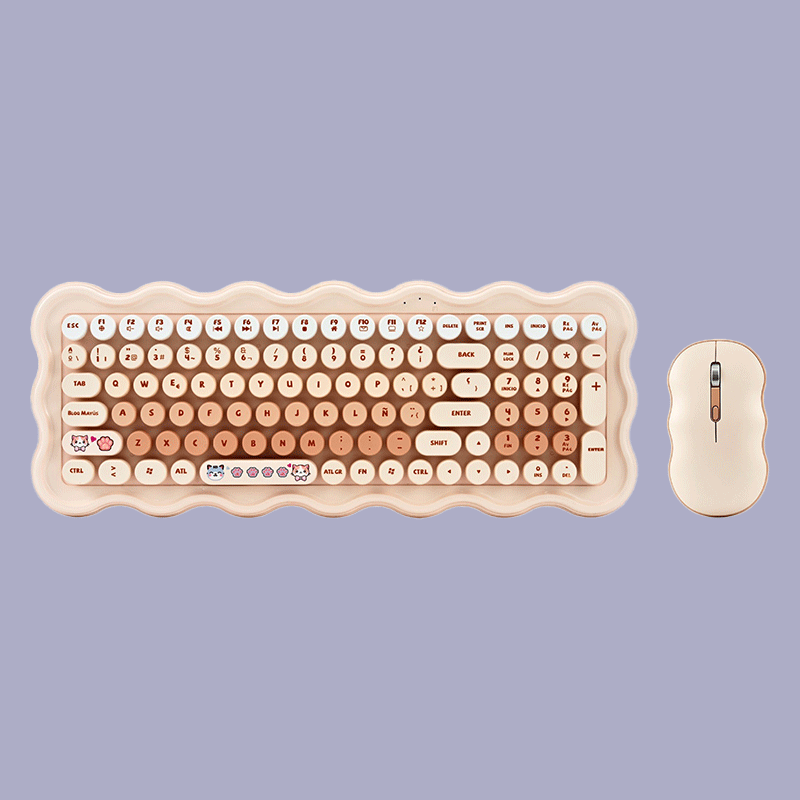 Wireless Cute Colorful Punk Keyboard and Mouse Set