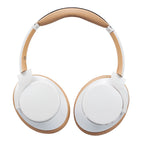 White & Beige Wireless Headphones Lightweight Over Ear