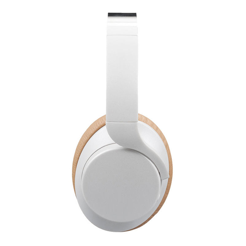White & Beige Wireless Headphones Lightweight Over Ear