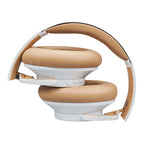 White & Beige Wireless Headphones Lightweight Over Ear