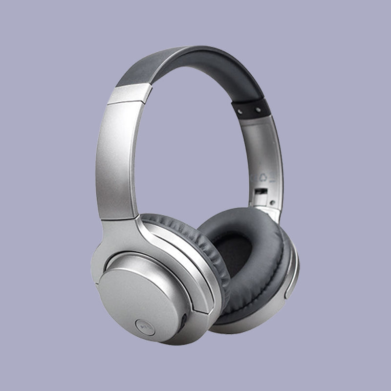 Silver Over Ear Headphones Wireless Foldable & Crystal-Clear Audio